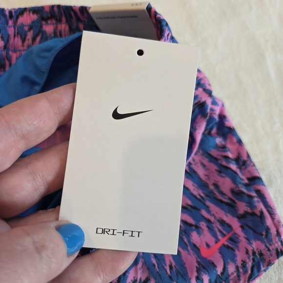 Nike One Kids' Training Shorts - Pink & Blue Animal Print - Size Large Dri-Fit - Picture 5 of 10